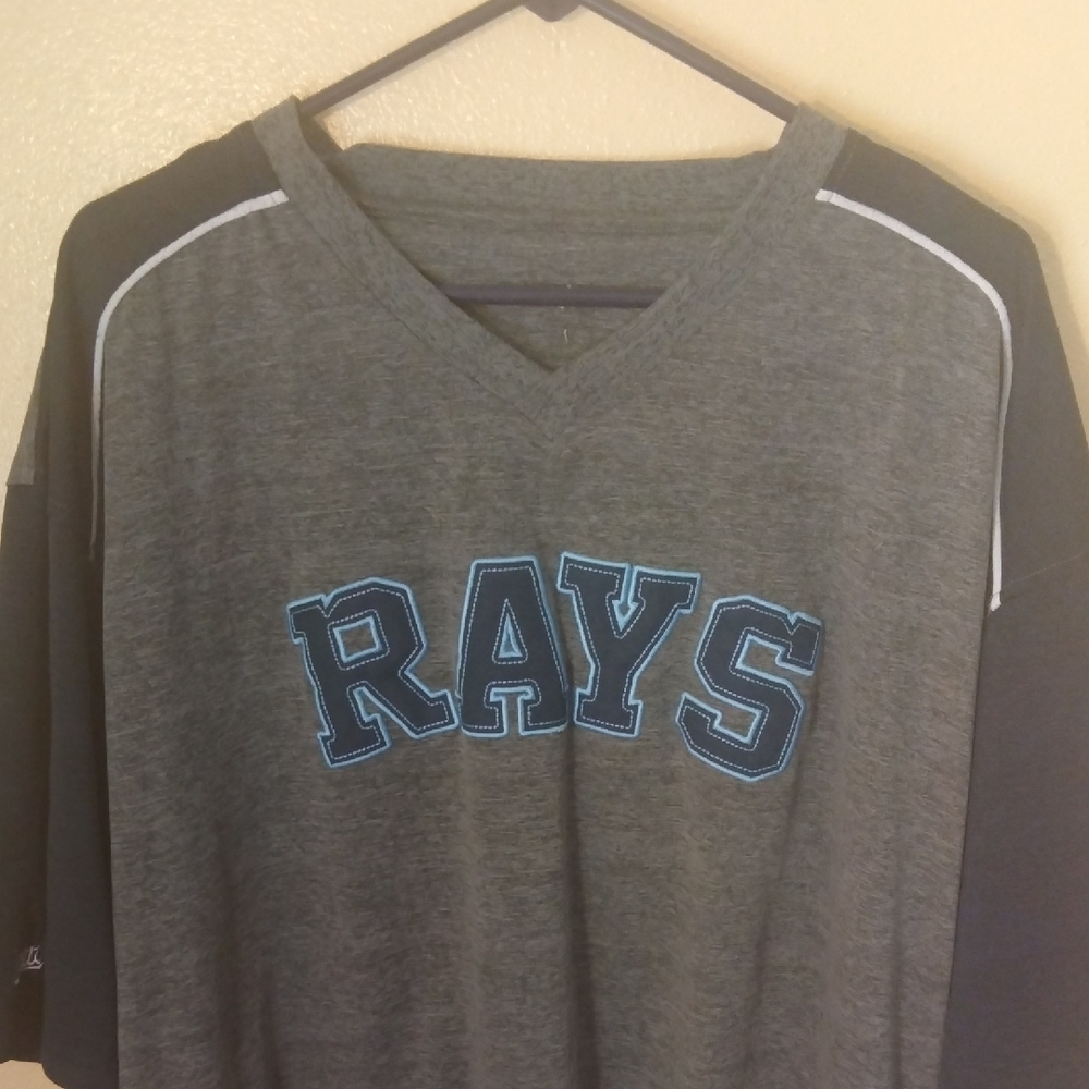 Rays Gray and Black V-Neck T-Shirt